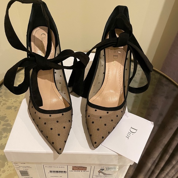 Dior Shoes - Christian Dior Mesh Polka Dot Strap Pump